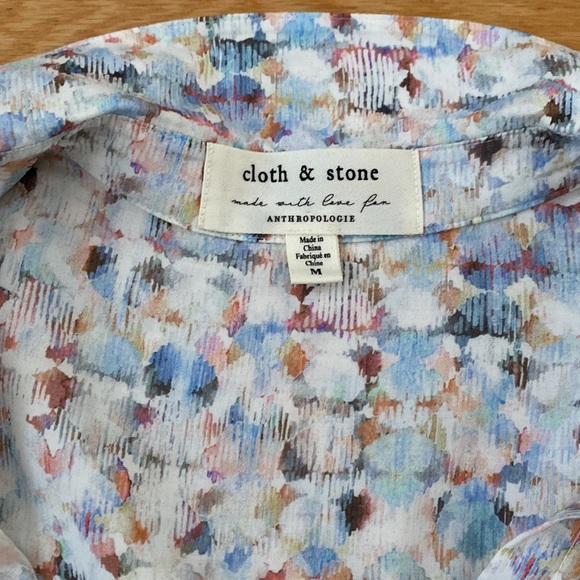Anthropologie Cloth & Stone Watercolor Relaxed Buttondown Shirt M - Picture 8 of 11